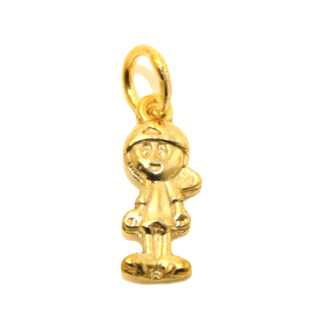3D Boy 14K Yellow Gold Pendant Charm