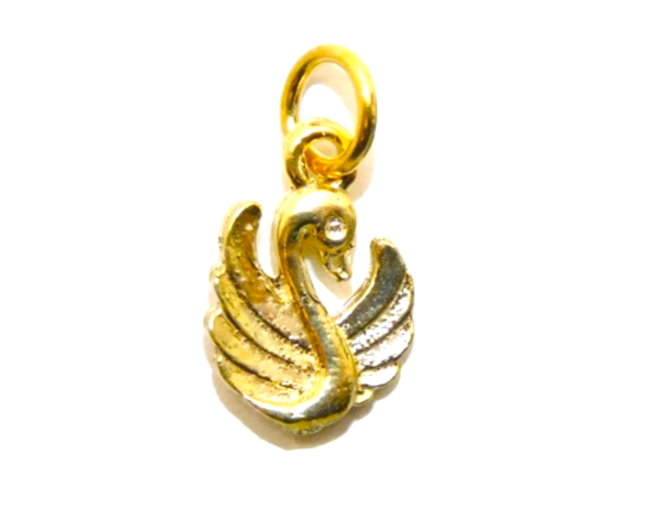 14K Cute Swan Yellow Gold Pendant Charm