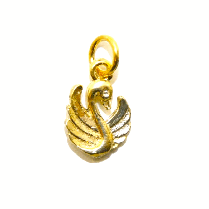 14K Cute Swan Yellow Gold Pendant Charm