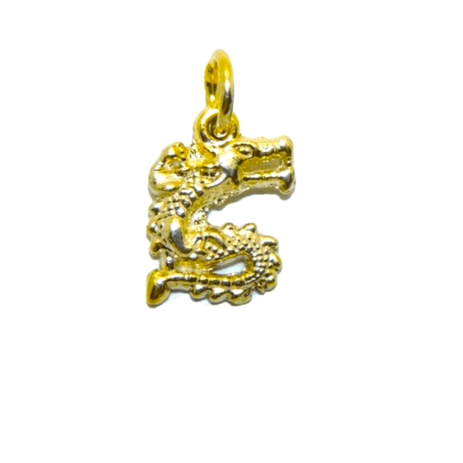 14K Dragon 5 Yellow Gold Pendant Charm