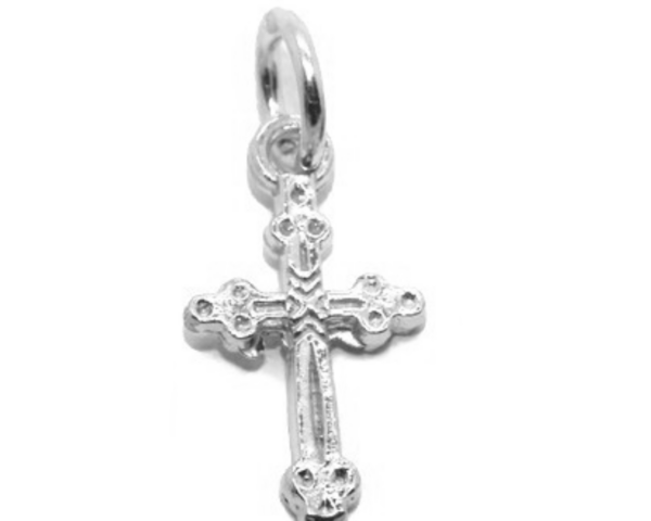 Fancy Cross .925 Sterling Silver Pendant Charm