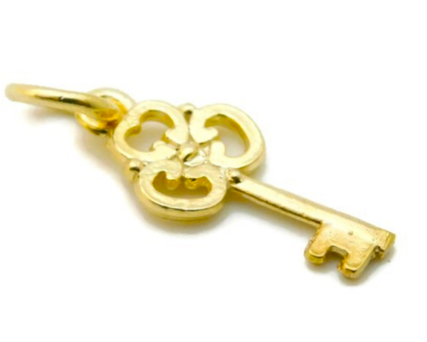 14K Skeleton Key (Clover Bow) Pendant Charm