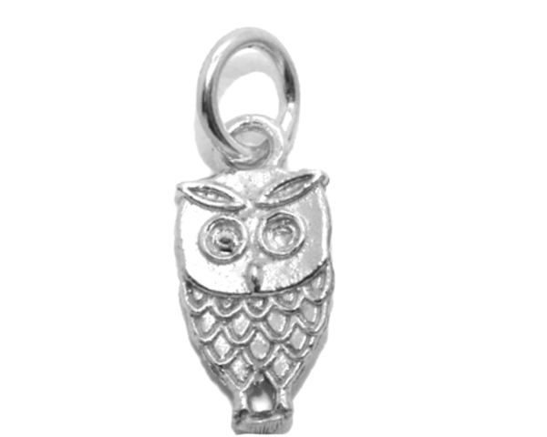 .925 Small Owl Sterling Silver Pendant Charm