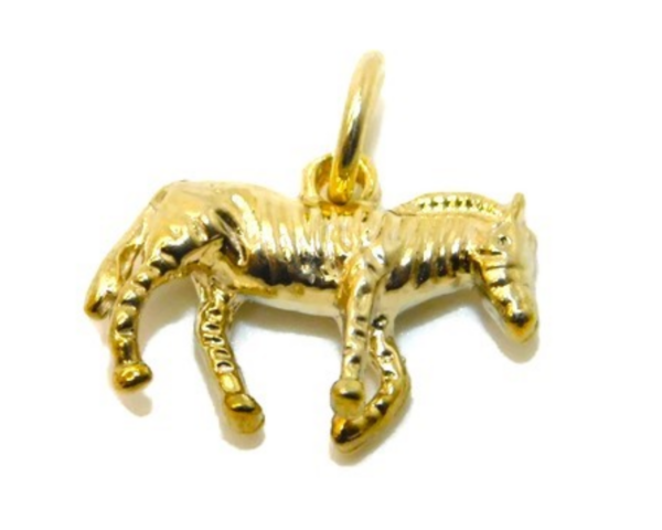 14K 3D Zebra Yellow Gold Pendant Charm