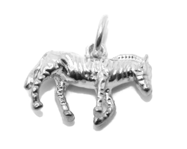 3D Zebra .925 Sterling Silver Pendant Charm