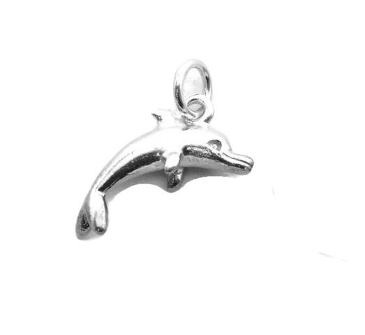 3D Dolphin .925 Sterling Silver Pendant Charm