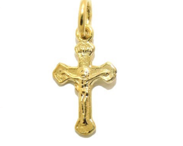 14K Cross with Christ Yellow Gold Pendant Charm