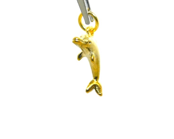 14K 3D Dolphin Yellow Gold Pendant Charm