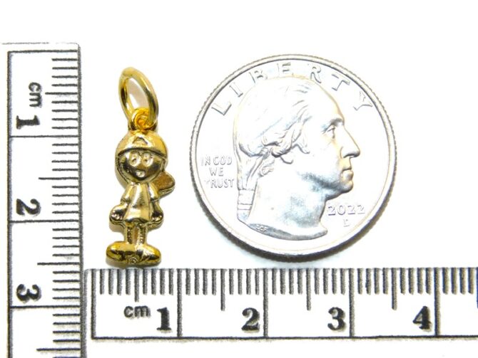 3D Boy 14K Yellow Gold Pendant Charm - Image 2