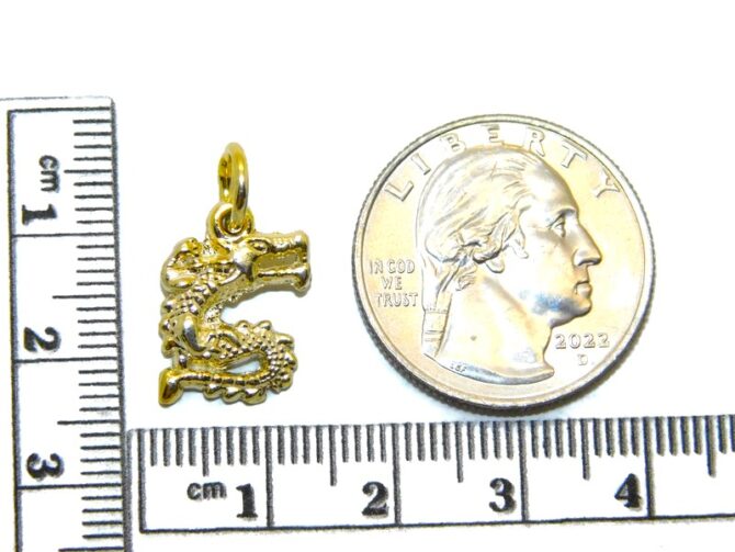 14K Dragon 5 Yellow Gold Pendant Charm - Image 2