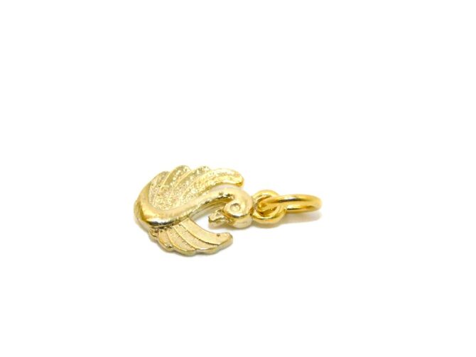 14K Cute Swan Yellow Gold Pendant Charm - Image 2