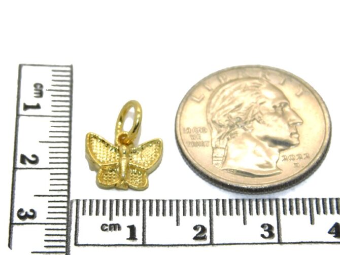 14K Butterfly #13 Yellow Gold Pendant Charm - Image 2