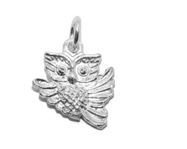 .925 Flying Owl Sterling Silver Pendant Charm