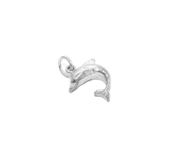 3D Dolphin Jumping .925 Sterling Silver Pendant Charm