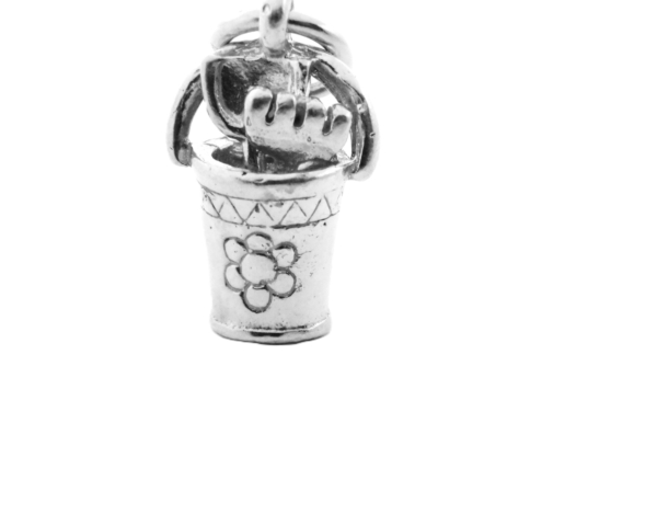 3D Beach Bucket .925 Sterling Silver Pendant Charm