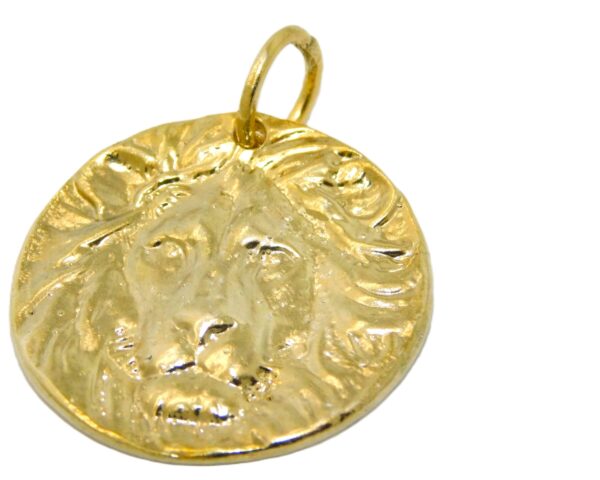 Lion Medalion 14K Yellow Gold Pendant Charm