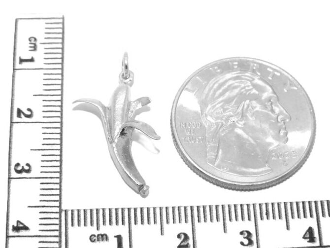 3D Banana .925 Sterling Silver Pendant Charm - Image 2
