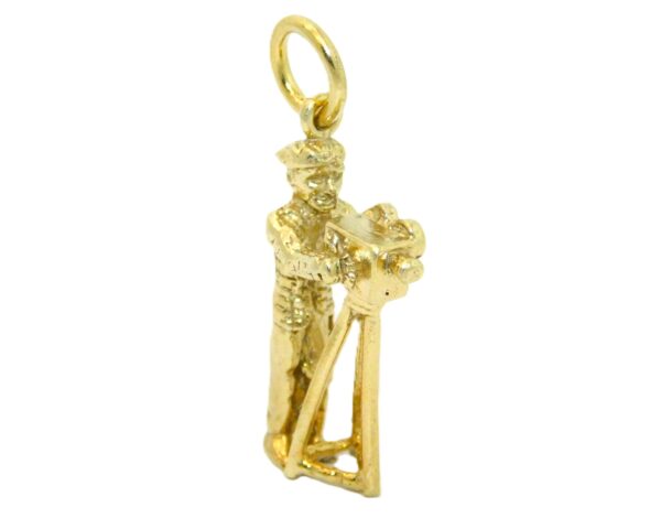 Cameraman and Vintage Camera 14K Yellow Gold Pendant Charm