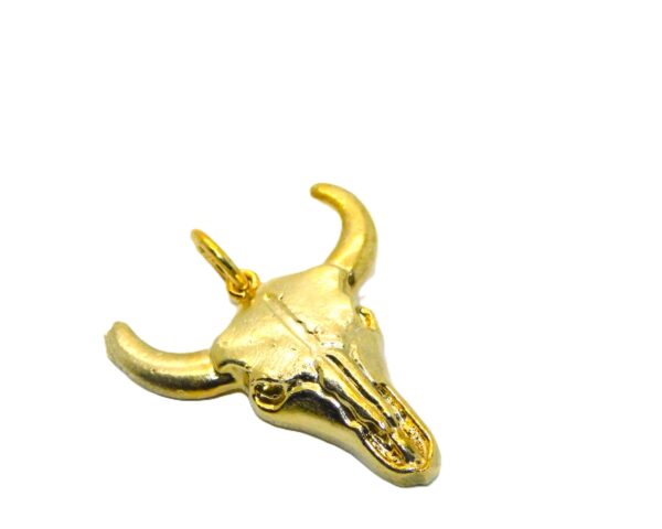 Cow Skull 14K Yellow Gold Pendant Charm