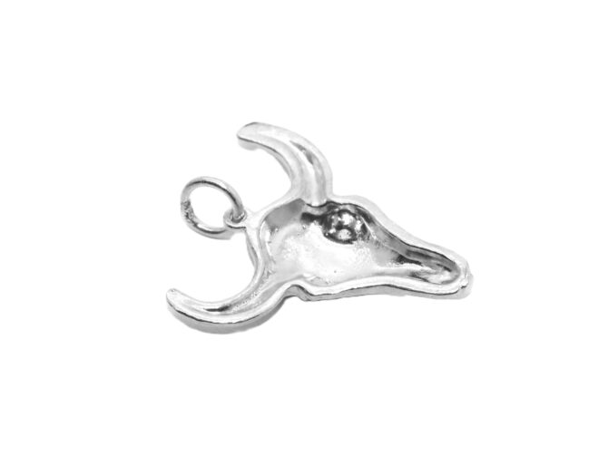 Cow Skull .925 Sterling Silver Pendant Charm - Image 3