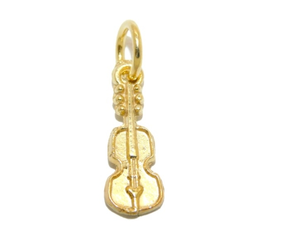 14K Double Bass Yellow Gold Pendant Charm