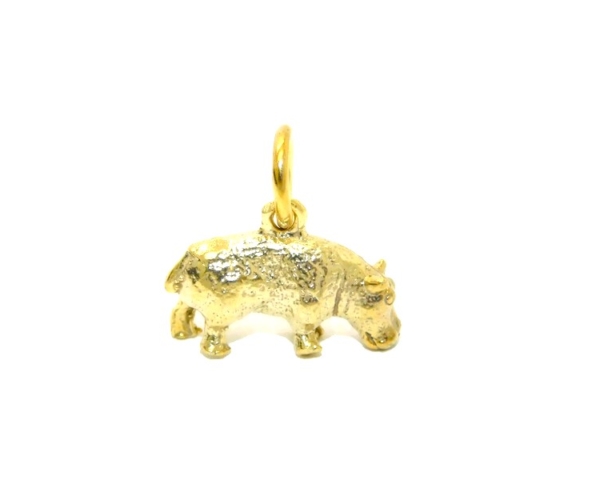 14K Hippopotamus Yellow Gold Pendant Charm