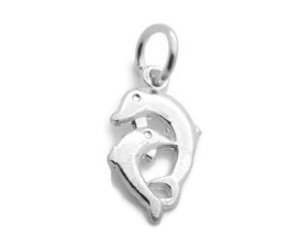 .925 Pair of Dolphins Sterling Silver Pendant Charm