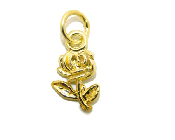 14K Rose Charm Yellow Gold Pendant