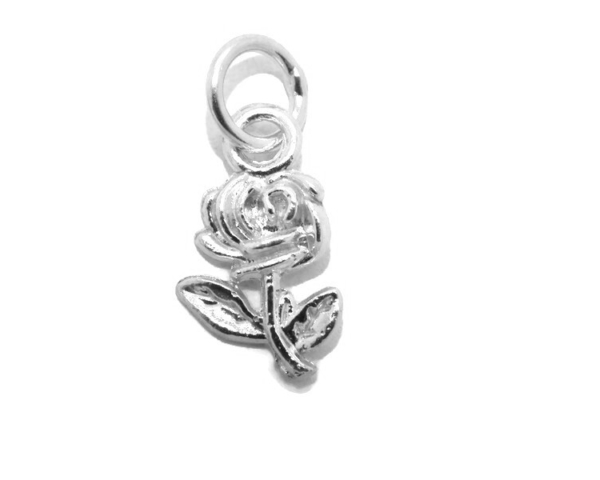 .925 Rose Charm Sterling Silver Pendant Charm