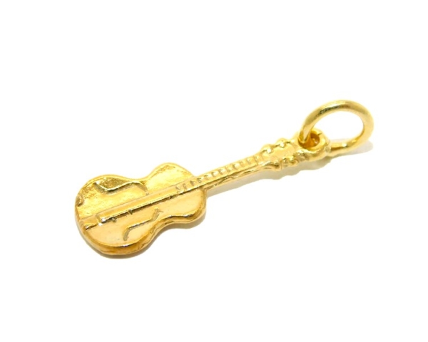 14K Violin Yellow Gold Pendant Charm