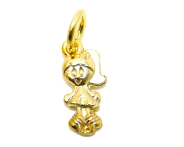 14K 3D Girl Yellow Gold Pendant Charm