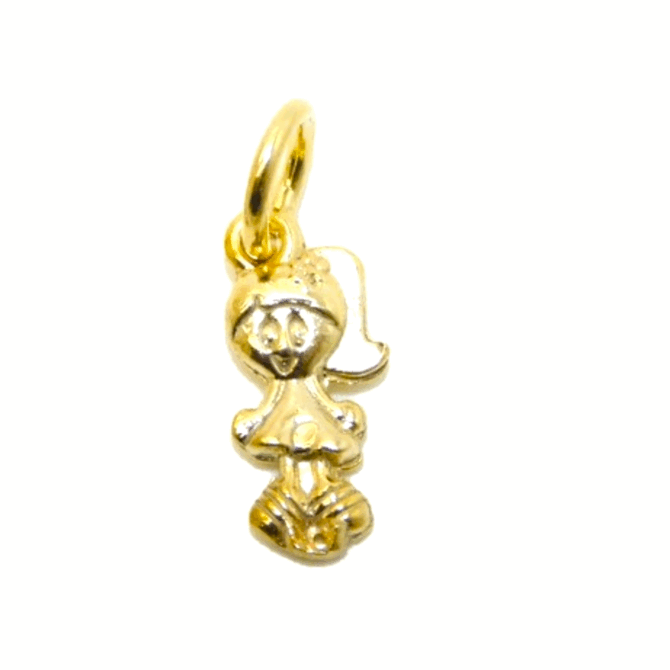 14K 3D Girl Yellow Gold Pendant Charm