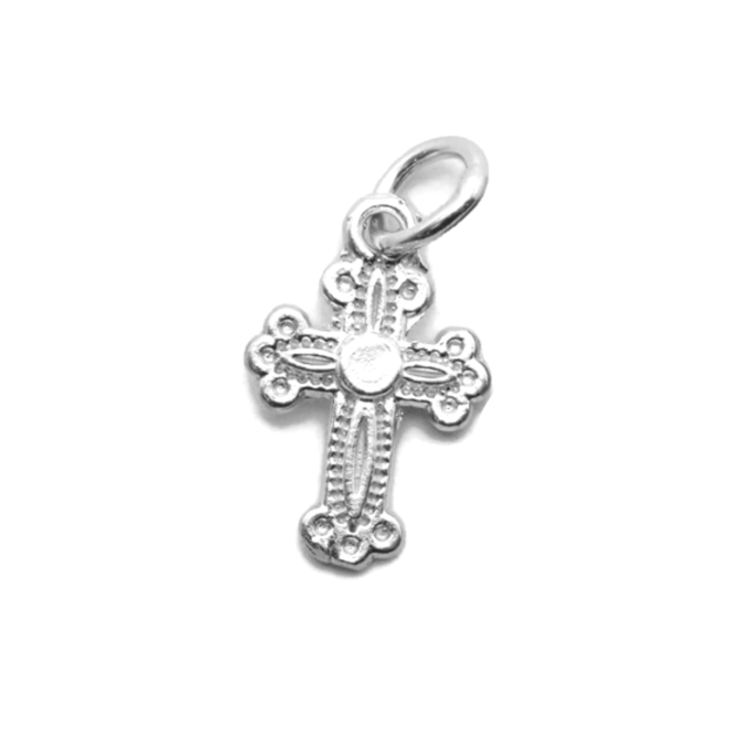 .925 Cross with Cute Pattern Sterling Silver