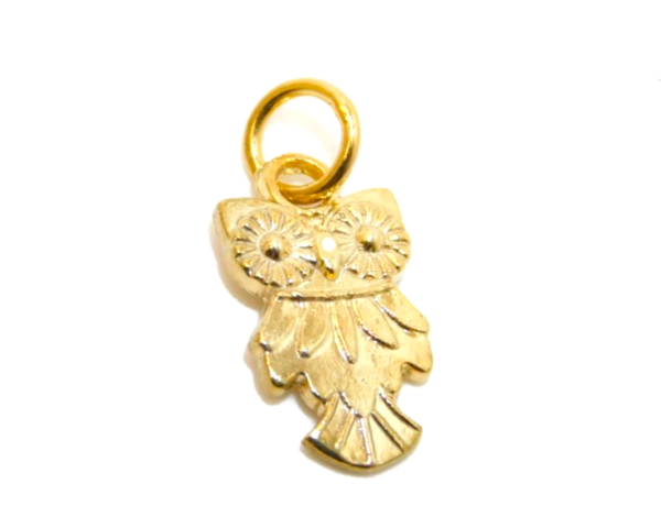 14K Fancy Owl Yellow Gold Pendant Charm
