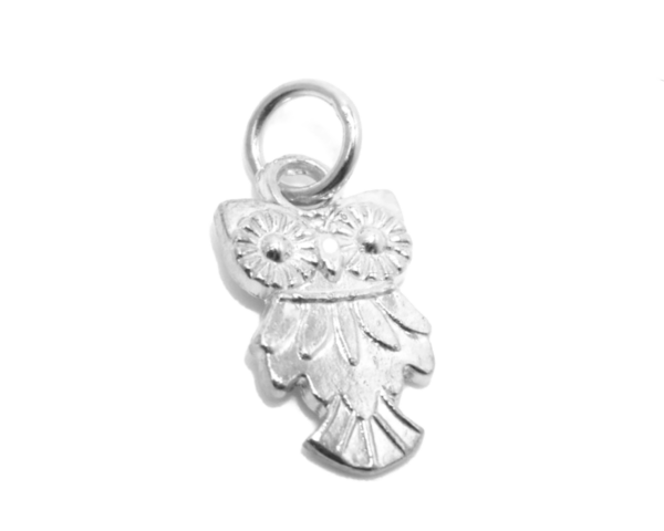 .925 Fancy Owl Sterling Silver Pendant Charm