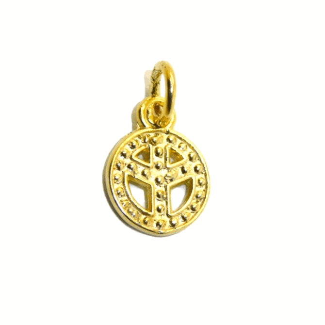 14K Peace Sign (Small) Yellow Gold Pendant Charm