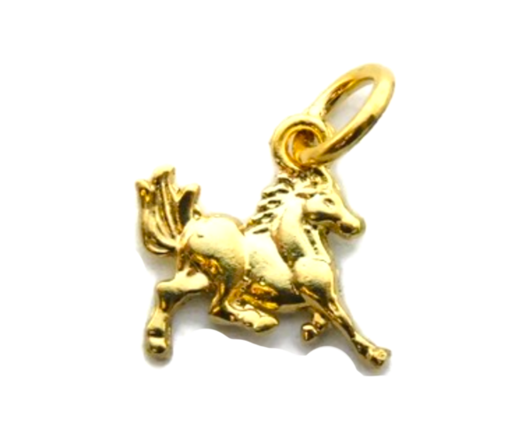 14K Horse Running Yellow Gold Pendant Charm