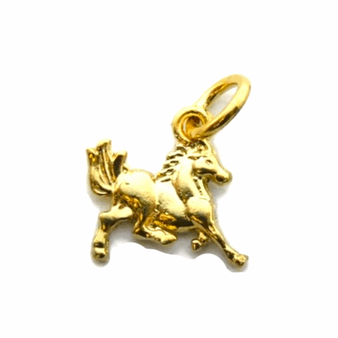 14K Horse Running Yellow Gold Pendant Charm