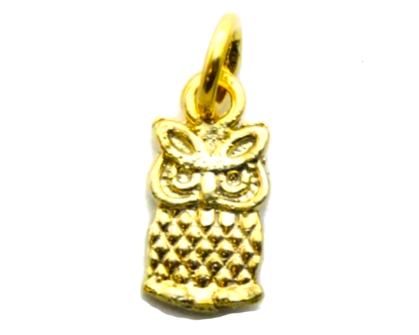 14K Small Owl Yellow Gold Pendant Charm