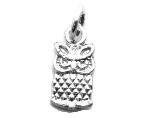 .925 Small Owl Sterling Silver Pendant Charm