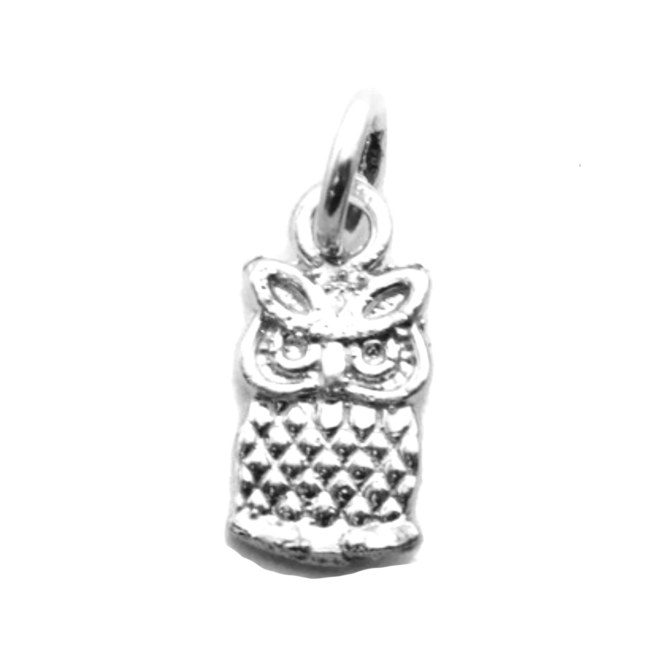 .925 Small Owl Sterling Silver Pendant Charm