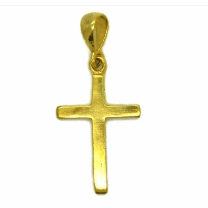14K Plain Cross Yellow Gold Pendant Charm