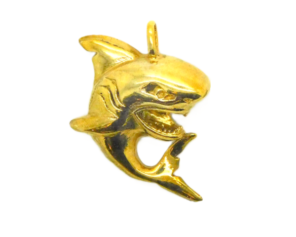 14K X-Large Shark Yellow Gold Pendant Charm