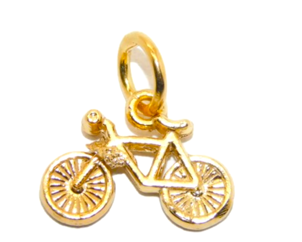 14K Bicycle #6 Yellow Gold Pendant Charm