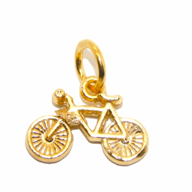 14K Bicycle #6 Yellow Gold Pendant Charm