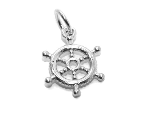 .925 Boat Steering Wheel (Helm) Sterling Silver Pendant Charm