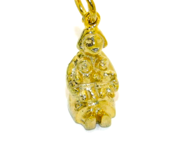 14K Chinese Doll w-Kids Yellow Gold Pendant Charm