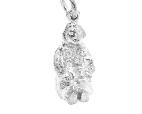 .925 Chinese Doll W-Kids Sterling Silver Pendant Charm