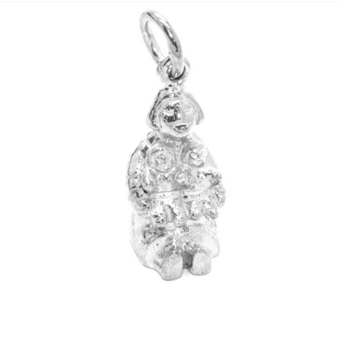 .925 Chinese Doll W-Kids Sterling Silver Pendant Charm
