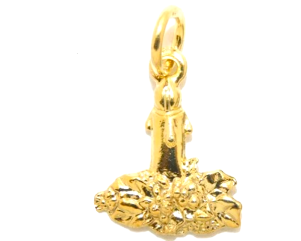 14K Christmas Candle Yellow Gold Pendant Charm